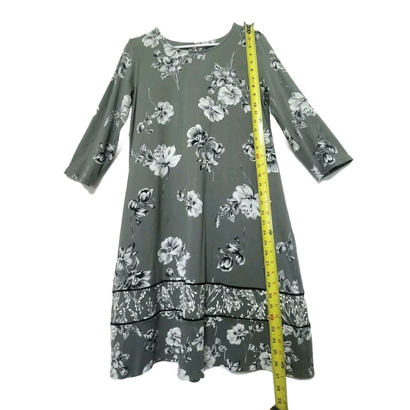 J Jill Wearever Collection Green Floral Print Dress Womens Size S 3/4 Sleeve - Picture 6 of 8